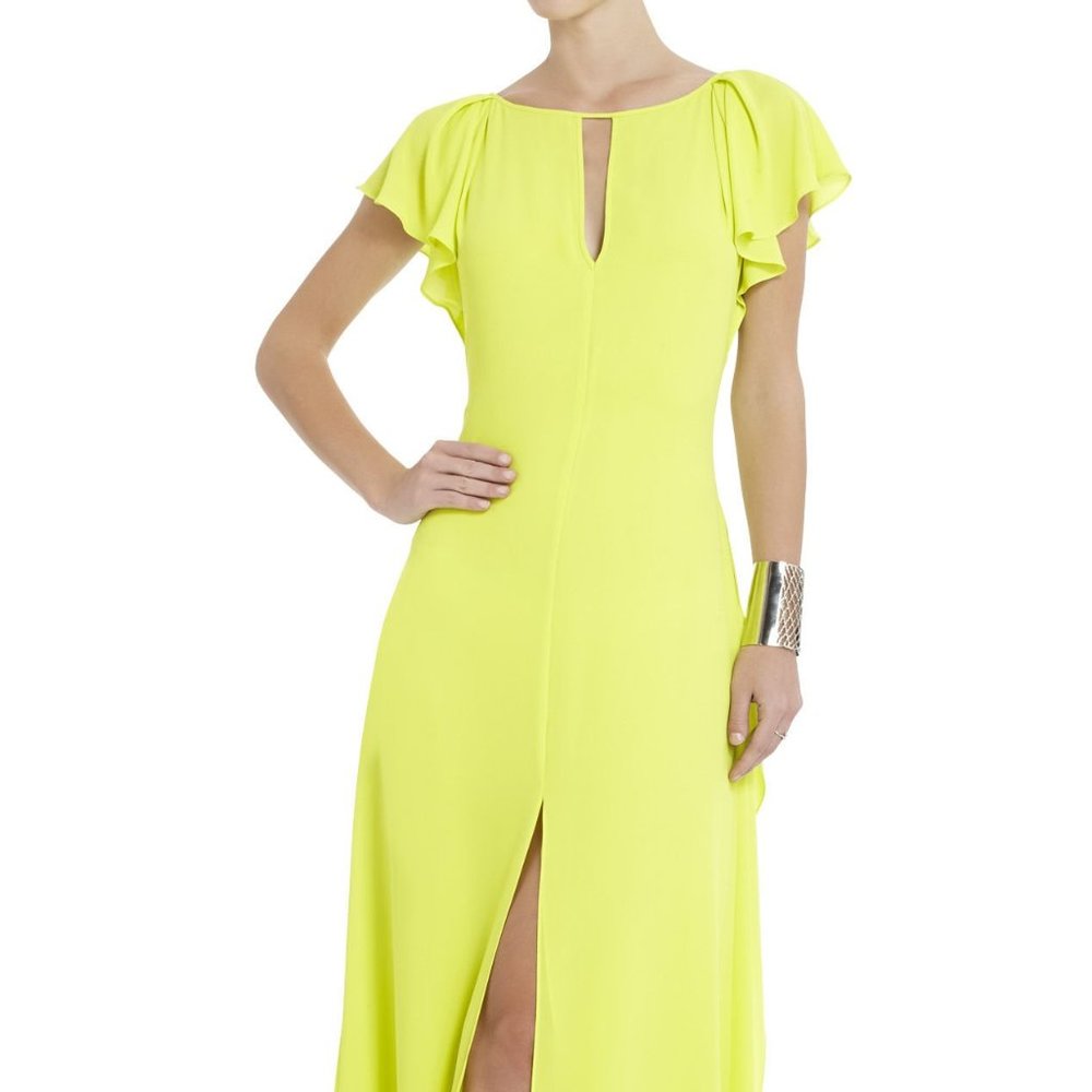 BCBG YELLOW LIME JULIANNE MAXI DRESS